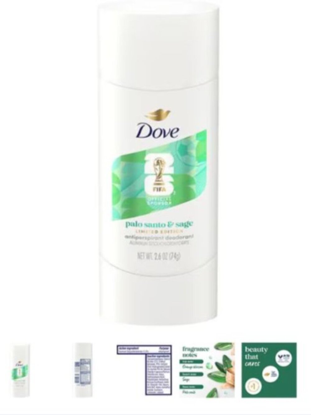 Dove FIFA Palo Santo & Sage Antiperspirant Deodorant 2.6 oz. new nwt